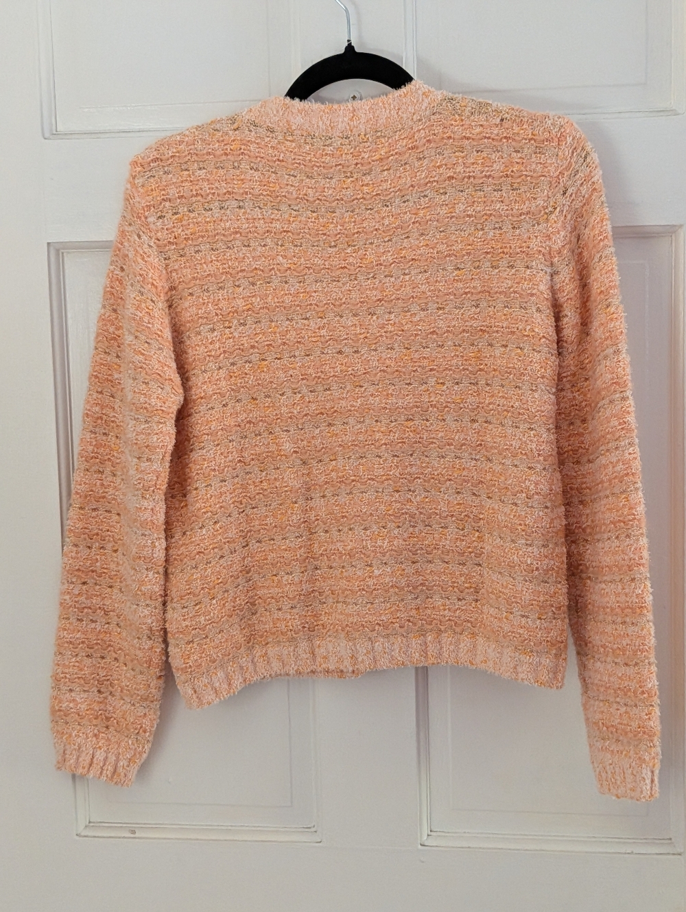 Maje Paris Textured Tweed Cardigan Jacket Peach Gold Button Cropped 2 - Picture 5 of 6